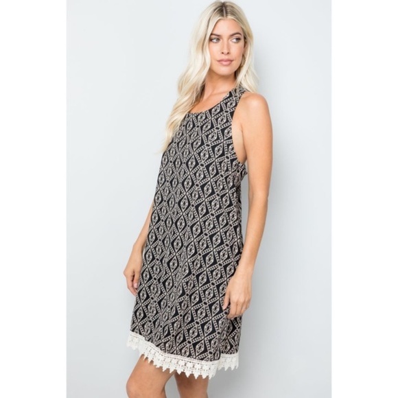 Nordstrom Black and White Mini dress,beautiful lace detailing. SZ L. 2 for $20 - Picture 8 of 8